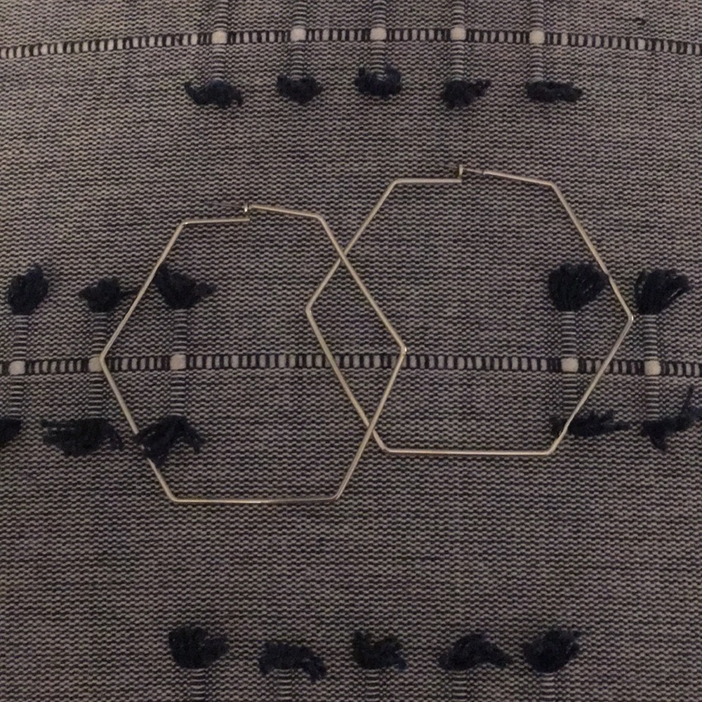 Silver hexagon hoops!